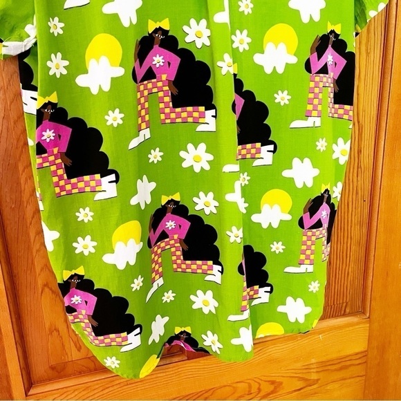 Nooworks Joyce Button Up Top Checkered Ladies Sz L Green Retro Short Sleeve - Picture 8 of 8